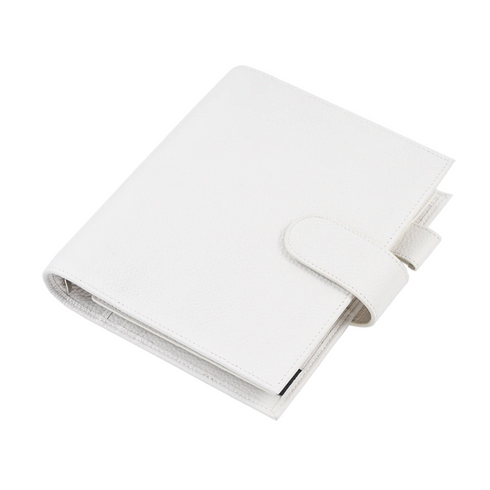 Moterm Luxe Personal Wide Litchi Grain Leather Planner 30 MM Silver Rings Notebook Organizer Agenda LARGE BACK POCKET