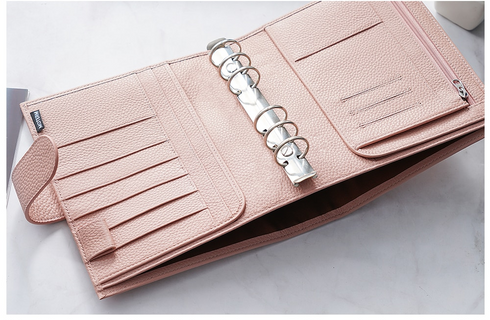Moterm Luxe Personal Wide Litchi Grain Leather Planner 30 MM Silver Rings Notebook Organizer Agenda LARGE BACK POCKET