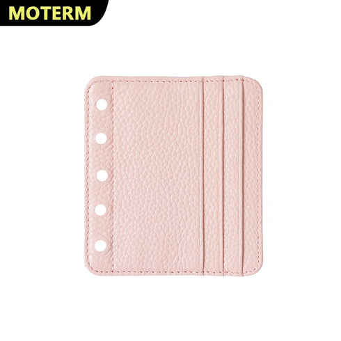 Moterm Genuine Leather Card Holder Flyleaf for Ring Planner with 6 Card Slots And Middle Pocket ID Credit Card Bag Binder Accessory