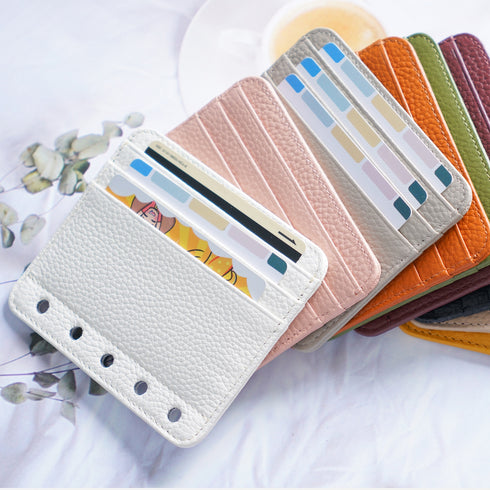Moterm Genuine Leather Card Holder Flyleaf for Ring Planner with 6 Card Slots And Middle Pocket ID Credit Card Bag Binder Accessory