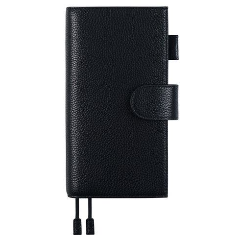 Moterm Pebbled Leather Original Weeks Cover for Hobonichi and Skinny Mini Happy Planner with Back Pocket and Double Clasps Diary