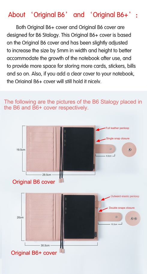 Moterm Original Series Leather B6 Plus Cover for B6 Stalogy Notebook Genuine Grain Cowhide Planner Organizer Agenda Journal Diary