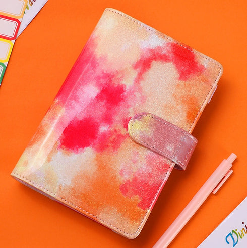 Tie Dyed Marble Color A6 Vegan Leather DIY Binder Notebook Cover Diary Agenda Planner Cover