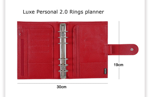 Moterm Firm Pebbled Grain Leather A5 A6 B6 Weeks Cherry Red Color Genuine Cowhide Planner Rings Notebook Cover Diary Agenda Organizer Journey