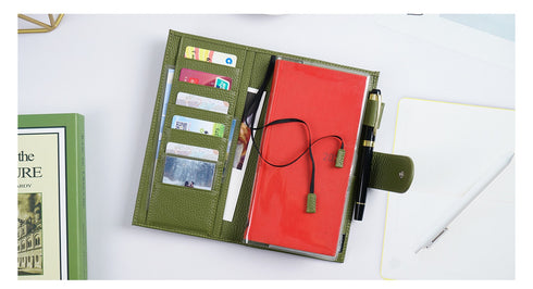 Moterm Pebbled Leather Original Weeks Cover for Hobonichi and Skinny Mini Happy Planner with Back Pocket and Double Clasps Diary