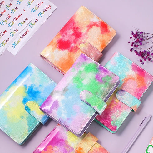 Tie Dyed Marble Color A6 Vegan Leather DIY Binder Notebook Cover Diary Agenda Planner Cover