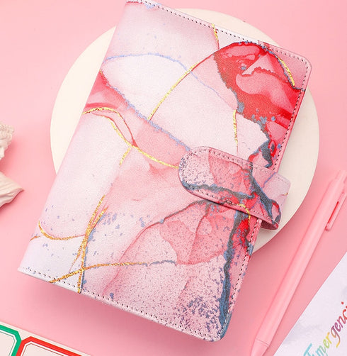 Tie Dyed Marble Color A6 Vegan Leather DIY Binder Notebook Cover Diary Agenda Planner Cover