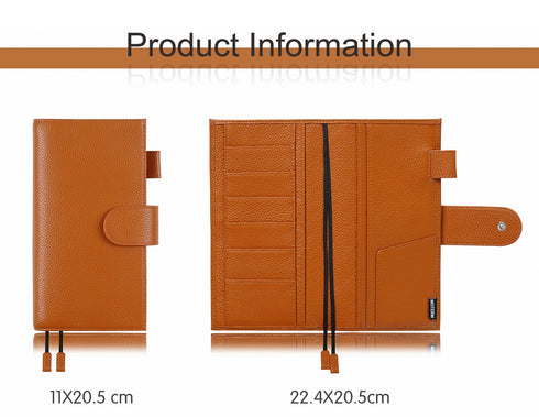 Moterm Pebbled Leather Original Weeks Cover for Hobonichi and Skinny Mini Happy Planner with Back Pocket and Double Clasps Diary