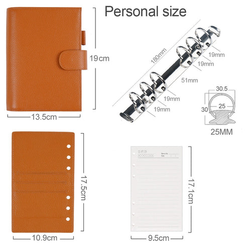 Moterm Genuine Leather Regular Personal Size Planner with 25MM Binder Rings Notebook Agenda Organizer Diary Journal