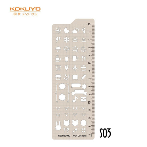 Kokuyo MO Series Round Stencil Template Chronodex Stars Hearts Arches Icon Bujo Stencil | WCN-CDTAS13