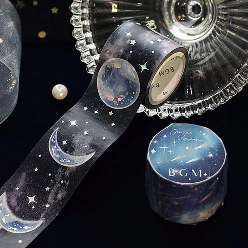 BGM Star Candy Galaxy Celestial Rainbow Planets Silver Foil Washi Tape