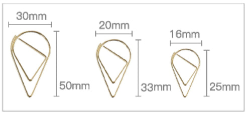 Black Set Water Drop Tear Drop Teardrop Paper Clips - Three Sizes!