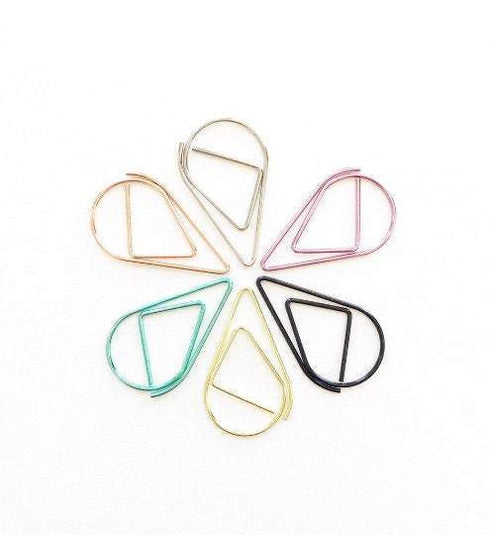 Black Set Water Drop Tear Drop Teardrop Paper Clips - Three Sizes!