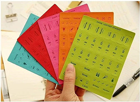 Colorful DARK BLUE Cagie PU Leather Monthly Index Tabs