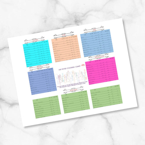 DIGITAL PRINTABLE Air Fryer Cooking Chart, Air Fryer Temp Chart, Air Fryer Time Chart, Metric & Imperial | A5