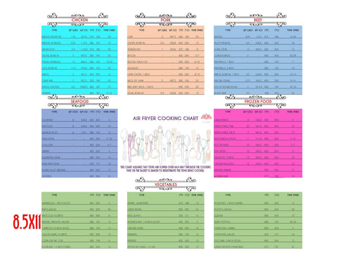 DIGITAL PRINTABLE Air Fryer Cooking Chart, Air Fryer Temp Chart, Air Fryer Time Chart, Metric & Imperial | A6