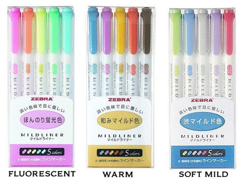 Zebra Mildliner SUNNY MILD Mildliner Set of 5 | Green Package Set WKT7-5C-HC-N