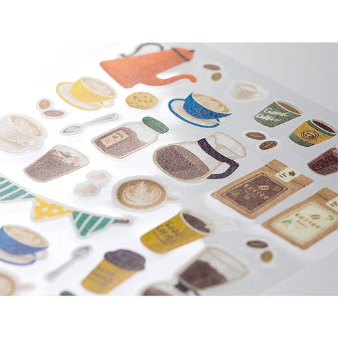Midori Sticker Marché COFFEE Espresso Latte Frappuccino Washi Tape Stickers | 2374