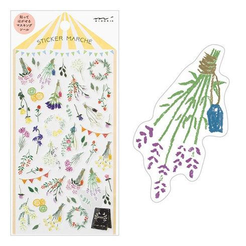 Midori Sticker Marché Dried FLOWERS Washi Tape Stickers | 2375