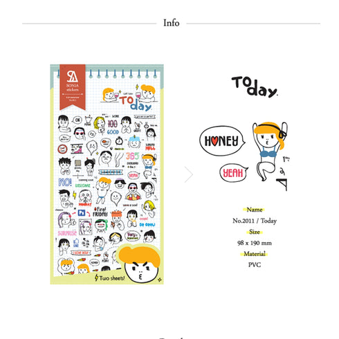 Suatelier Sonia PVC Transparent Stickers 2011 | Today Caricature Stickers Cartoon Stickers Love Stickers Daily Stickers