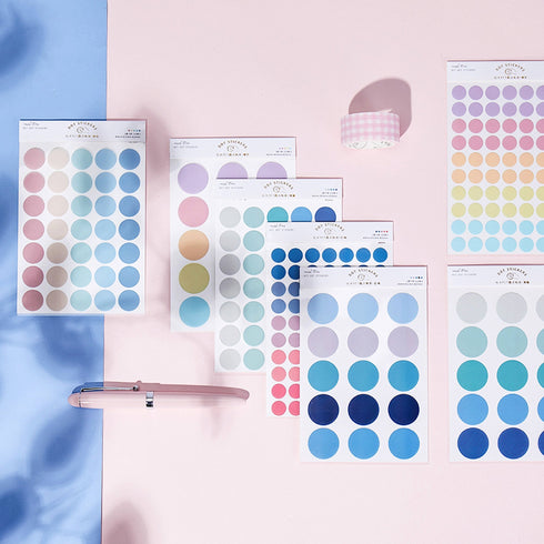 TRANSPARENT PET Pastel Dot Stickers Circle Stickers | Retro Blush