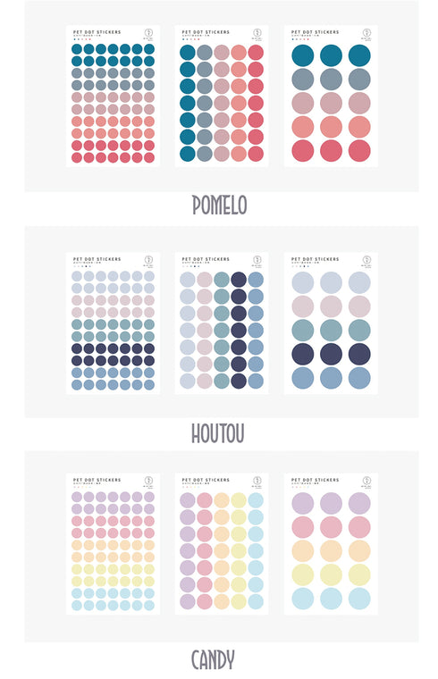TRANSPARENT PET Pastel Dot Stickers Circle Stickers | Glaze
