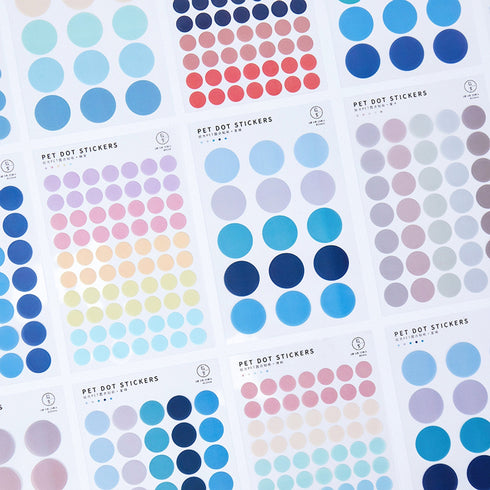 TRANSPARENT PET Pastel Dot Stickers Circle Stickers | Bamboo Green