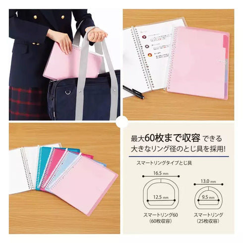 Kokuyo B5 Campus BLUE GREEN B5 Smart Ring Binder Notebook Sp706 26 Rings "Lay Flat" | 60 Sheets