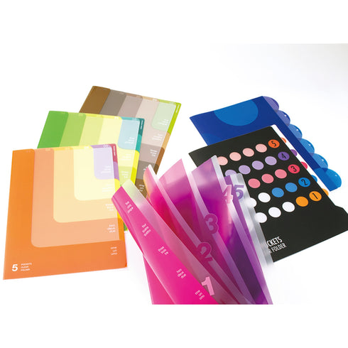 Midori MD A4 5 Pocket Clear Folder | Pink