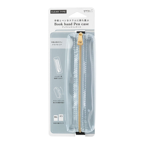 CLEAR Midori Book Band Pen Case B6-A5 Midori Pen Case Canvas Pen Case Adjustable Midori Adjustable Pencil Case