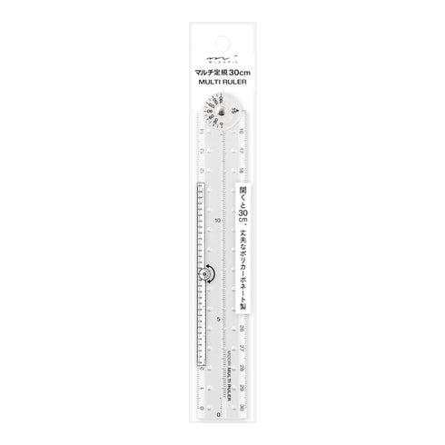 MIDORI Clear Polycarbonate FOLDING Multi Ruler | 30cm