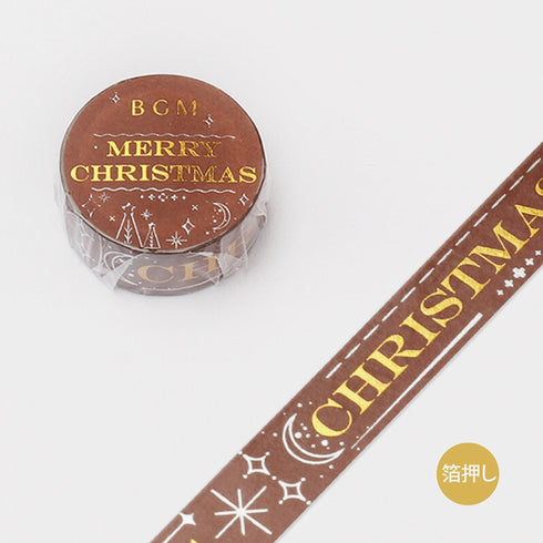 BGM Holiday Merry Christmas Text Gold Foil Washi Tape