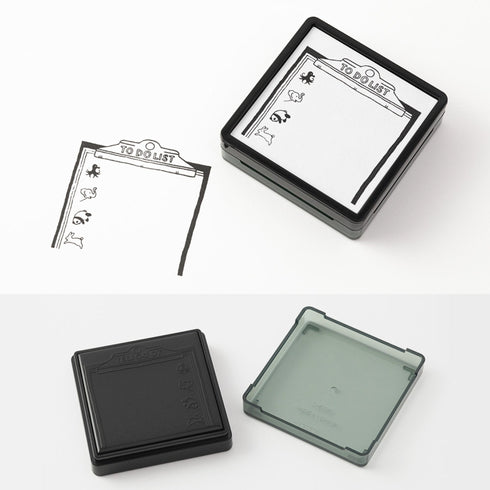 Midori Square Paintable Stamp Re-Inkable Self-Inking Stamp | TO DO LIST Blue Package