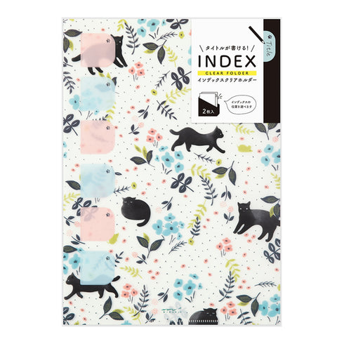 Midori MD A4 Single Pocket Index Clear Folder 2-Pack | Cats
