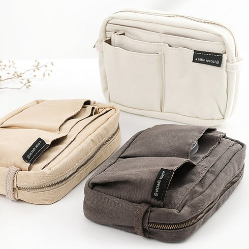 LIGHT BROWN Japan KOKUYO New One Series Large Capacity Folio Case Bag in Bag Pen Case Pencil Case