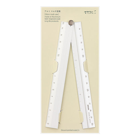 Midori Aluminum FOLDING Multi Ruler with Angle Measurements 30cm | SILVER