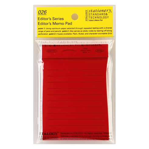 Stalogy Editor's Series A7 RED RULED Lined Memo Pad Sticky Notes