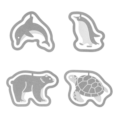 MIDORI E-Clip Etching Clip Aquarium Dolphin Sea Turtle Penguin Polar Bear Paper Clip