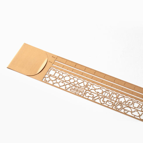 Midori CLIP RULER Stencil Template Bujo Template Metal Bookmark | Rose Gold Copper