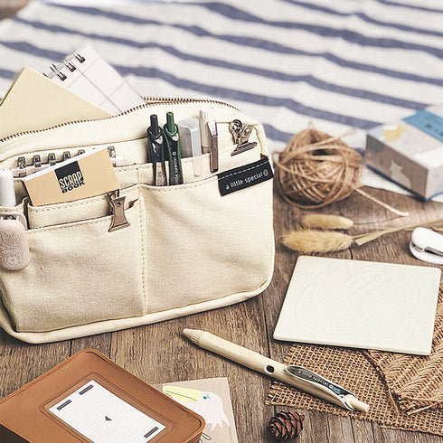 LIGHT BROWN Japan KOKUYO New One Series Large Capacity Folio Case Bag in Bag Pen Case Pencil Case