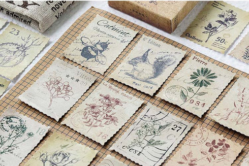 Premium Die-Cut Stickers Stamp Ephemera Floral Stamps Animal Stamps