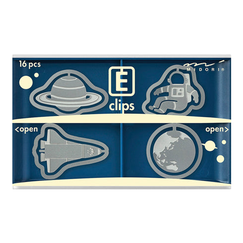 MIDORI E-Clip Etching Clip Planet Outer Space Astronaut Paper Clips