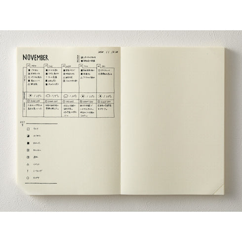 A5 MD Midori CODEX JOURNAL One Day Per Page "Lay Flat" | Dot Grid