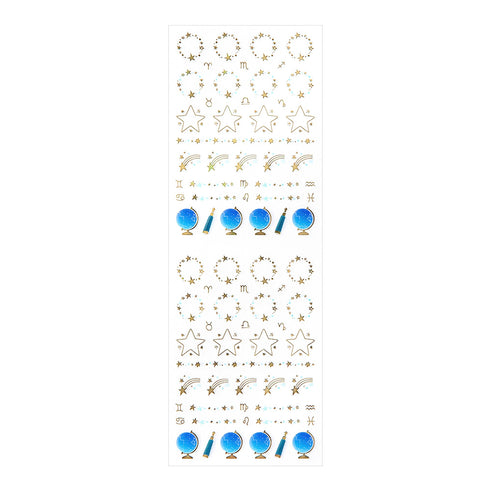 Midori Seal Collection Planner Stickers Removable Sticker | 2200 Starry Sky Stars Globe
