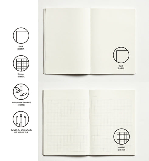 Papermood B6 DAY& NIGHT Tomoe River 52gsm Paper 4mm Grid or BLANK Undated Softcover Notebook Planner Journal | 256 Pages