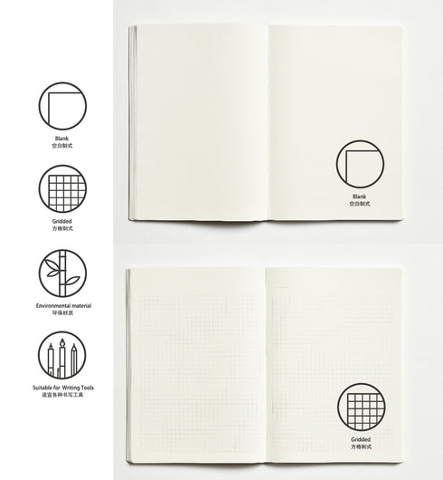 Papermood A6 HIGHTIDE 52gsm Tomoe River 3.5mm or BLANK Grid Paper Grid Undated Softcover Notebook Planner Journal | 256 Pages