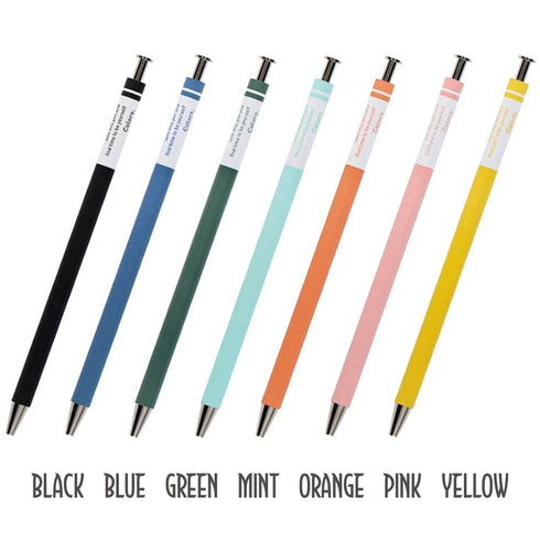 MARK'S STYLE Colors BLACK Vibrant Wooden Shaft Retractable Gel Ink Pen | 0.5mm
