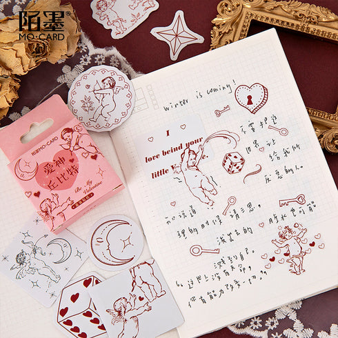 Premium Die-Cut Love Hearts Cupid Lovers Vintage Love Stickers