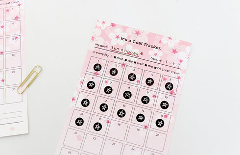 PAPERIAN Goal Tracker Sakura Cherry Blossom Monthly Tracker Sheets | 3.94 X 7.09