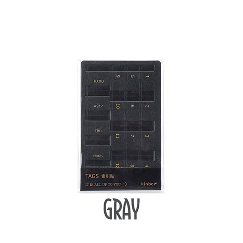 Kimbor Vegan Leather GRAY Index Tabs Monthly Index Tabs Weekly Index Tabs Daily Index Tabs Self-Adhesive Tabs Planner